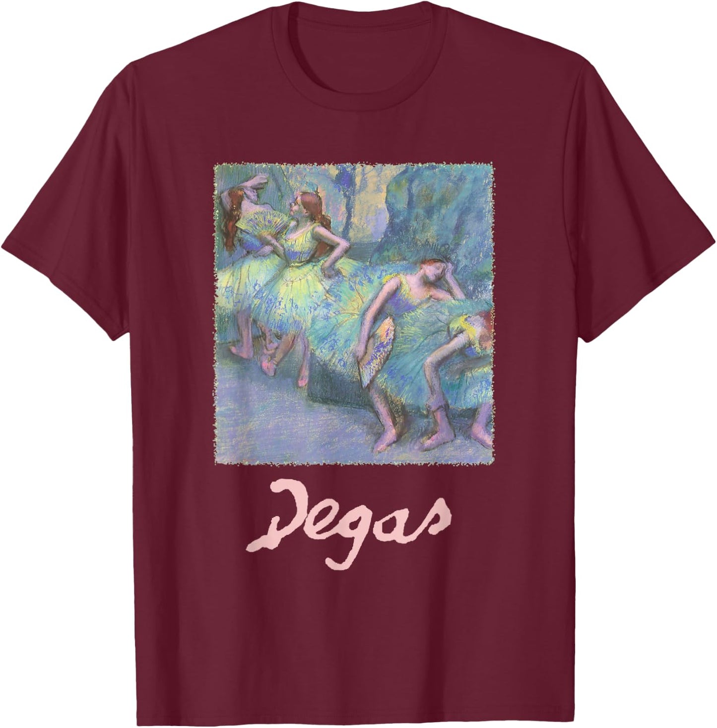 Ballet Dancers in the Wings by Edgar Degas, Ballerinas T-Shirt - T-Shirt | Maroon