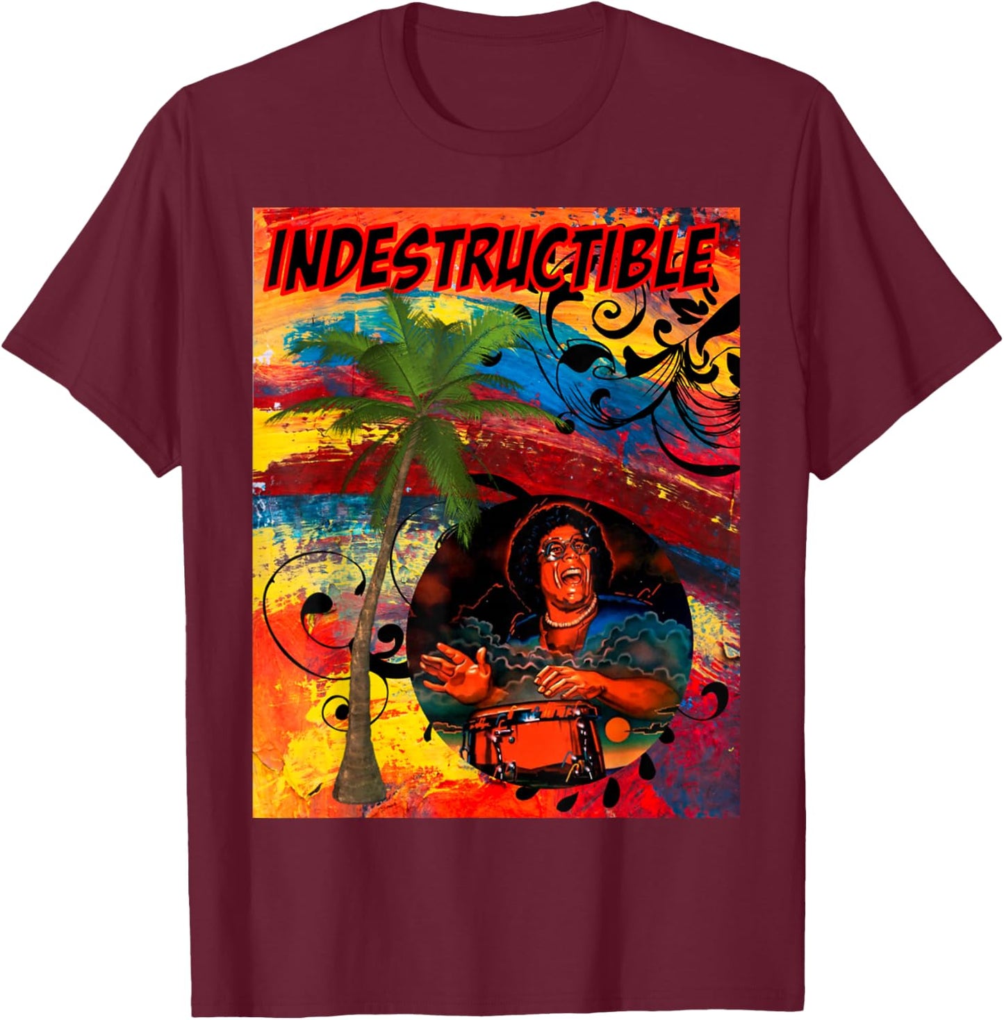 Fania All Stars, Retro Indestructible Conga Player T Shirt T-Shirt - T-Shirt | Maroon