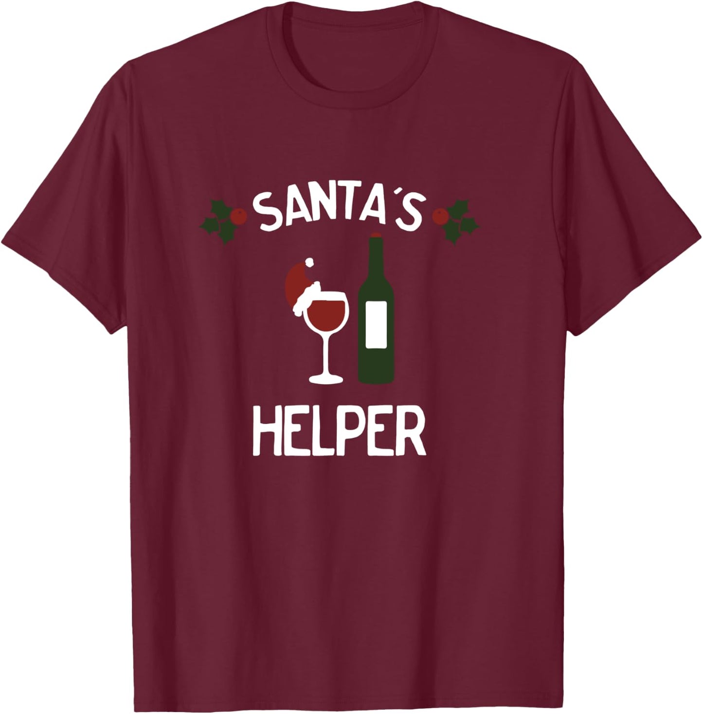 Funny Santa's Helper Christmas for Wine Lovers T-Shirt - T-Shirt | Maroon