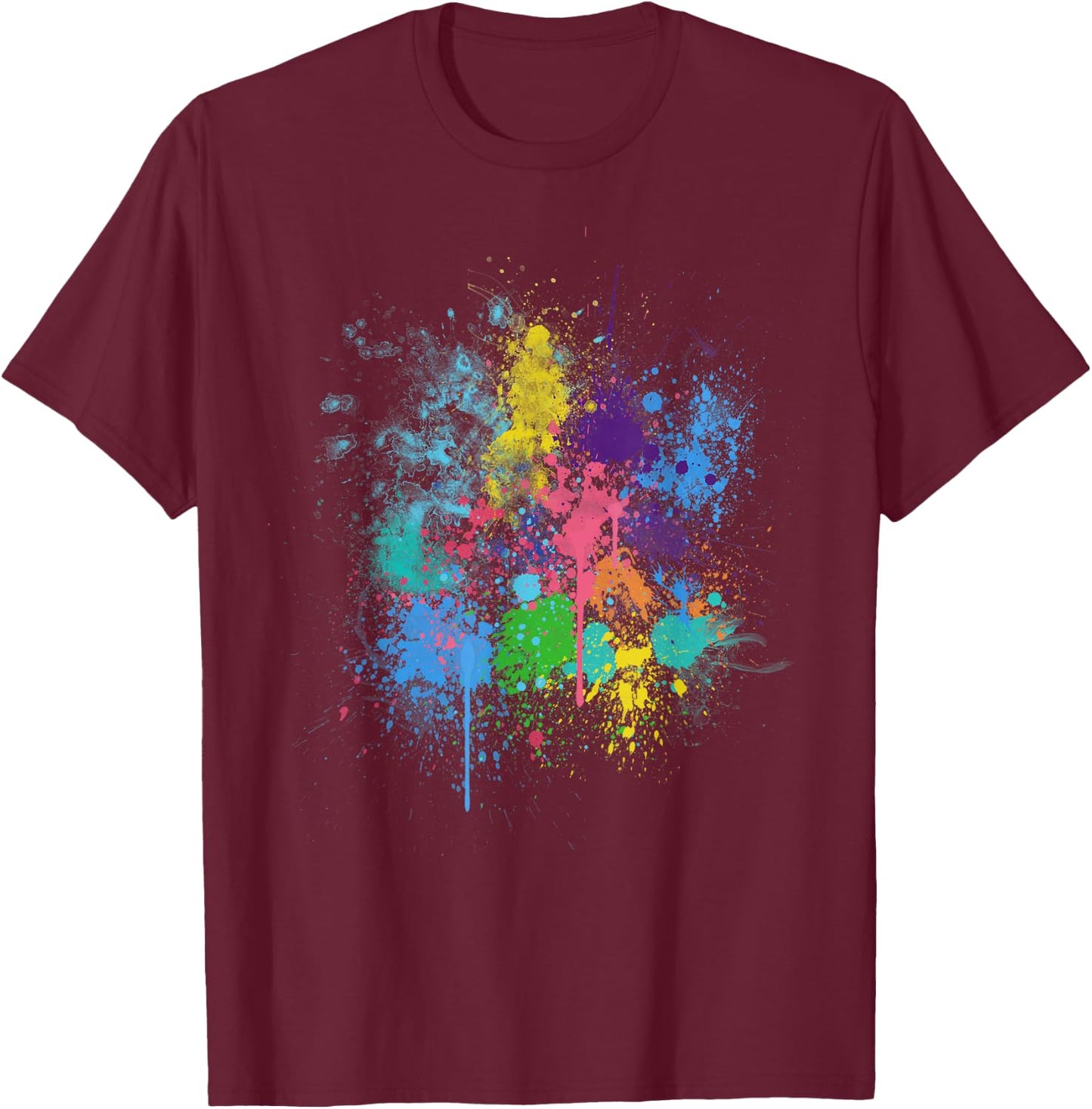 Pretty Abstract Paint Splatter Design Men Women Kids T-Shirt - T-Shirt | Maroon