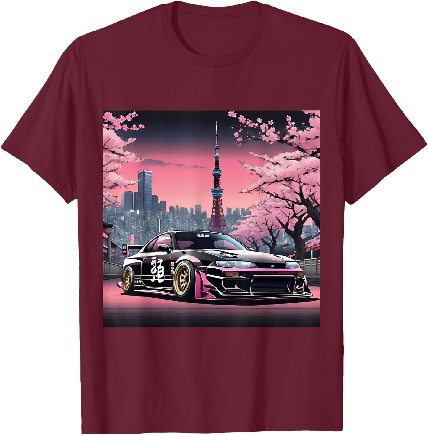 Vintage JDM Legend Drift Racing Car Tokyo At Night Art T-Shirt - T-Shirt | Maroon