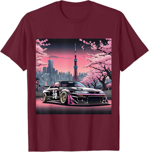 Vintage JDM Legend Drift Racing Car Tokyo At Night Art T-Shirt - T-Shirt | Maroon