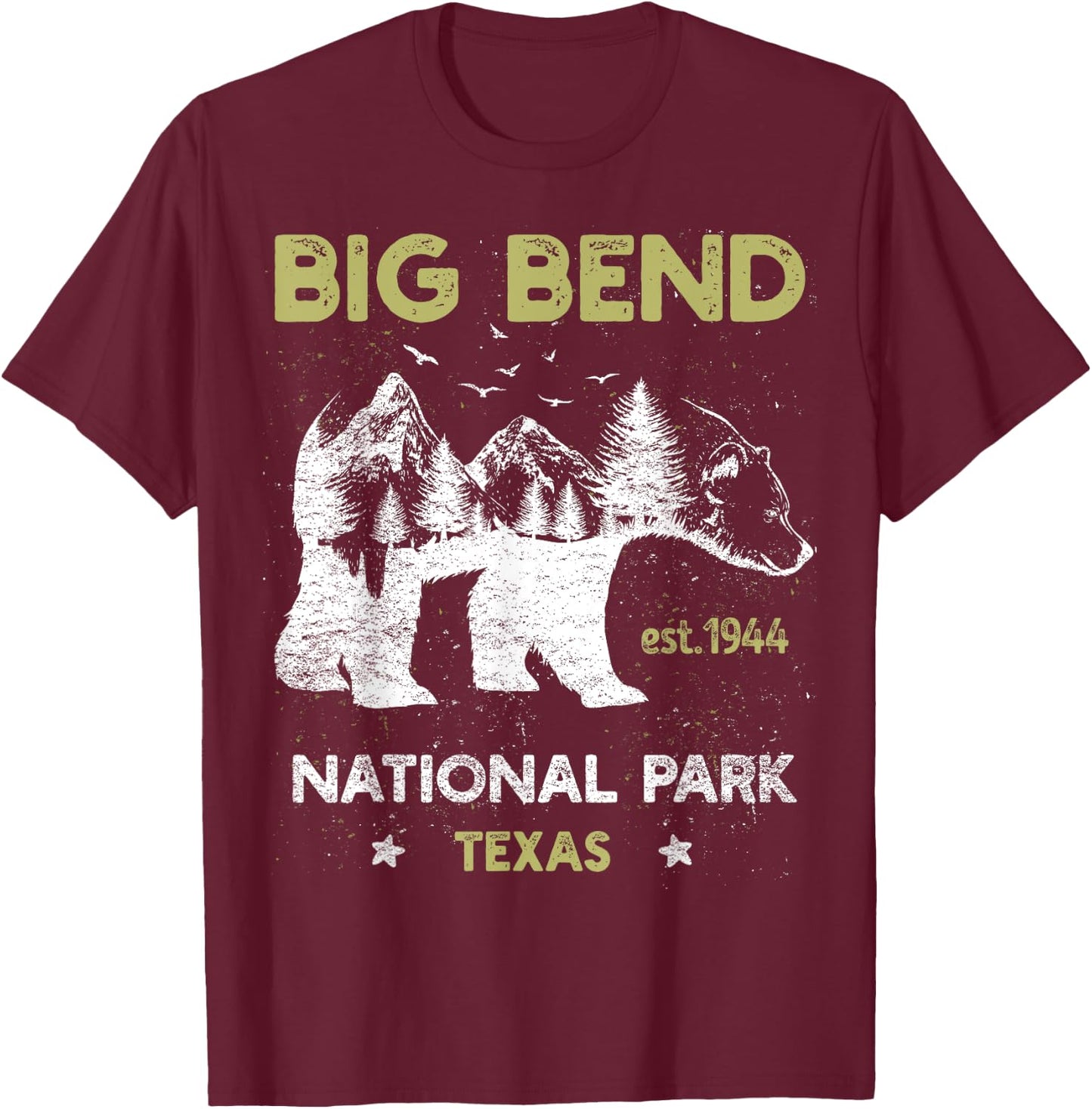 Big Bend Texas US National Park Camping Hiking Vacation T-Shirt - T-Shirt | Maroon