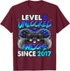 Level 8 Unlocked Awesome Since 2017 8th Birthday Gaming T-Shirt - T-Shirt | Maroon