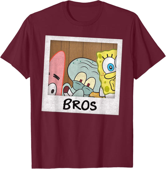 Nickelodeon Classic Nickelodeon Spongebob Squarepants BROS T Shirt, Black, Small US T-Shirt - T-Shirt | Maroon