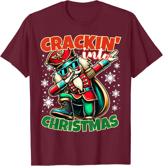 Christmas Dabbing Nutcracker Funny Xmas Boys - Boys -Adults - Black - Small - Short Sleeve T-Shirt - T-Shirt | Maroon