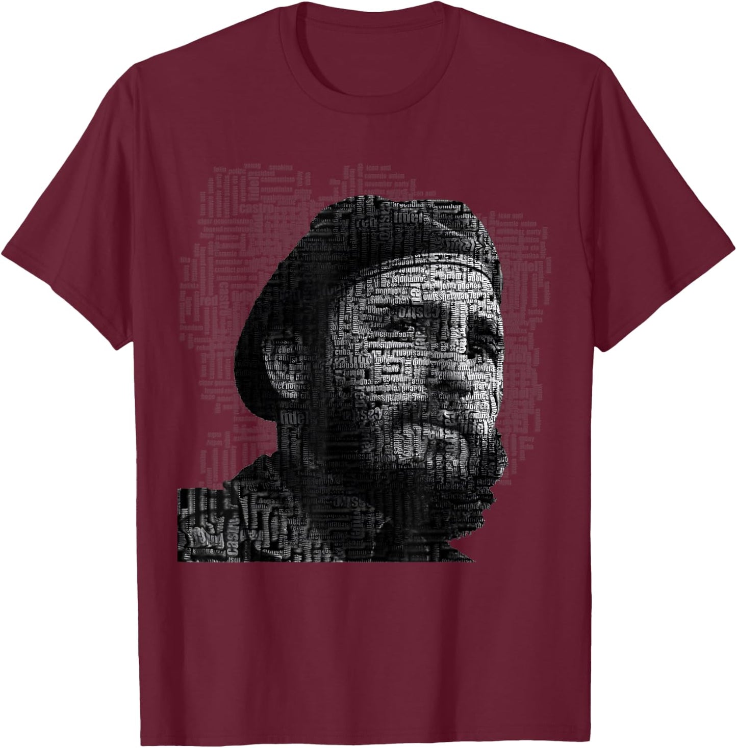 Distractful Fidel Castro - Black, , Adult, Modern, Cuban Revolutionary, Short Sleeve, , Casual, People, Size: Small T-Shirt - T-Shirt | Maroon