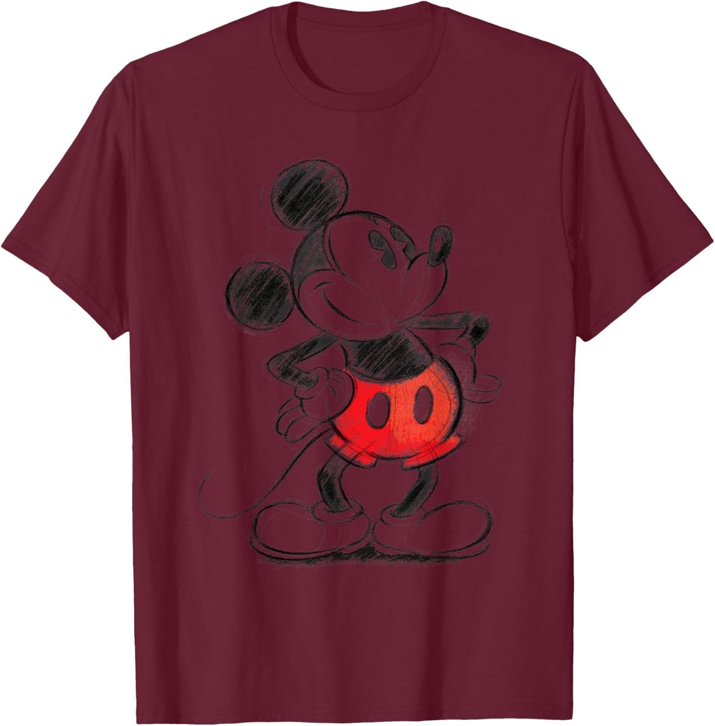 Disney - Mickey Mouse Sketch T-Shirt - T-Shirt | Maroon