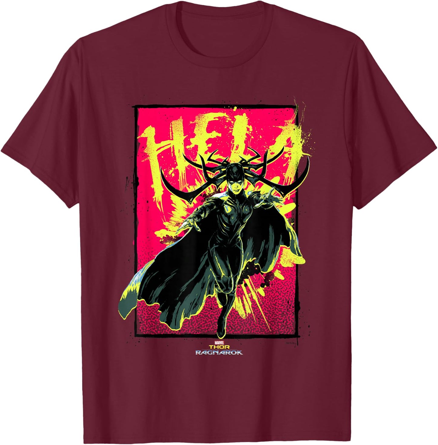 Marvel Thor: Ragnarok Hela Evil of Asgard Punk Rock Poster T-Shirt - T-Shirt | Maroon