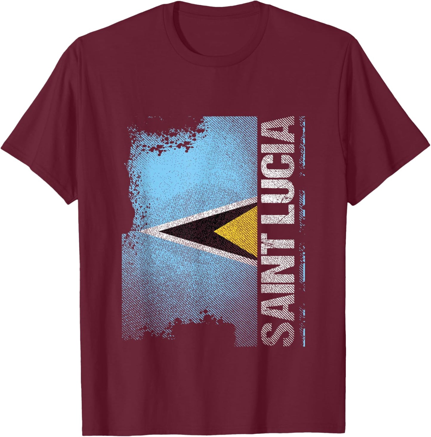 St Lucia Flag T-Shirt - T-Shirt | Maroon