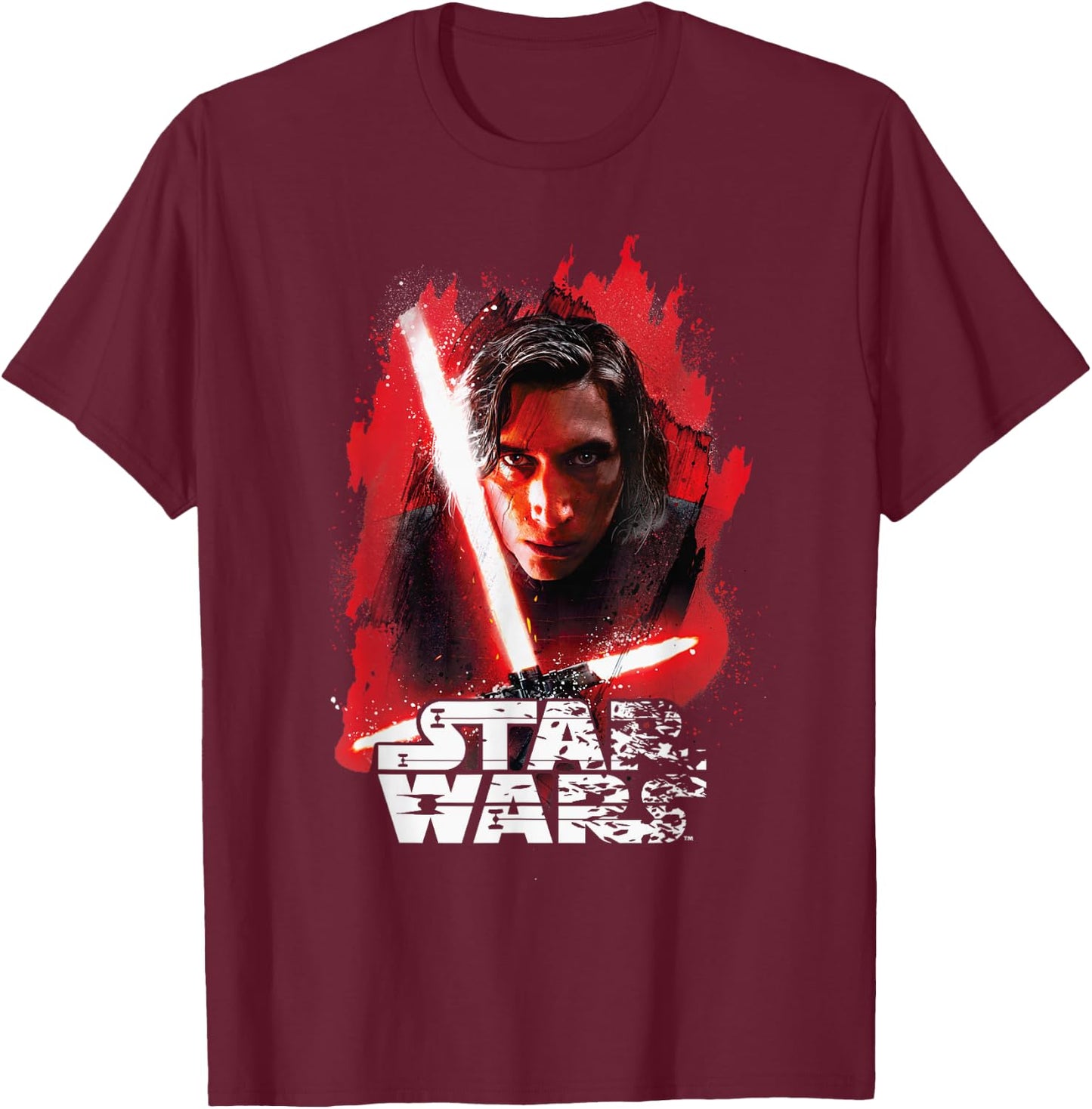 Star Wars Last Jedi Kylo Ren Paint Portrait Graphic T-Shirt - T-Shirt | Maroon