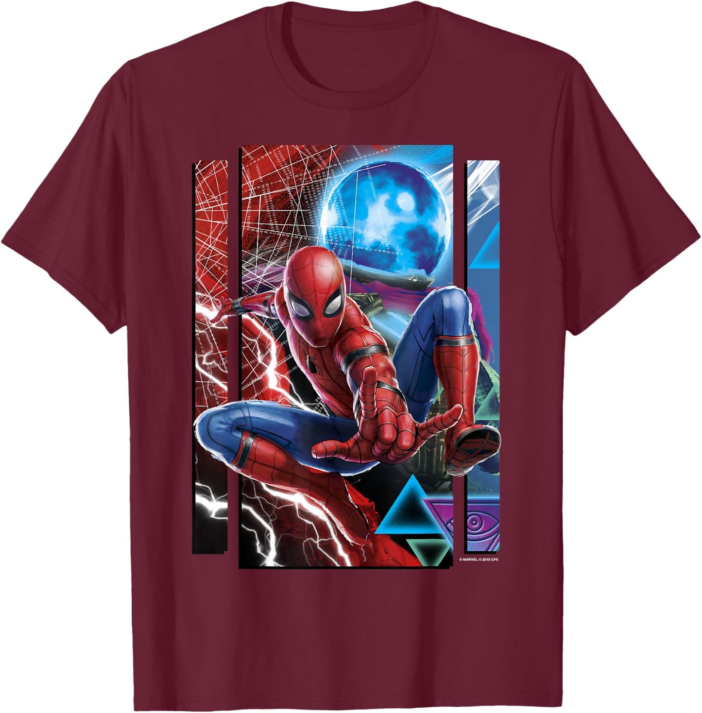 Marvel Spider-Man Far from Home Mysterio and Spidey Portrait T-Shirt - T-Shirt | Maroon