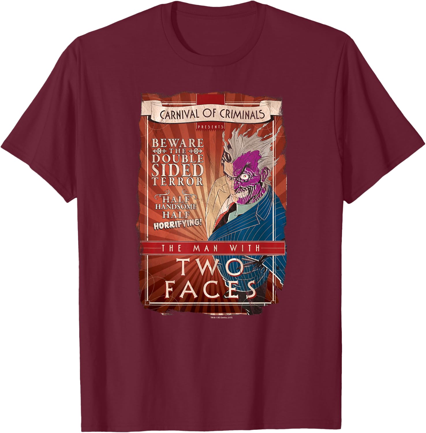 Batman Two-Faces T Shirt T-Shirt - T-Shirt | Maroon