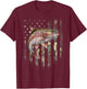 American USA Flag Rainbow Trout Fishing Camo Camouflage T-Shirt - T-Shirt | Maroon