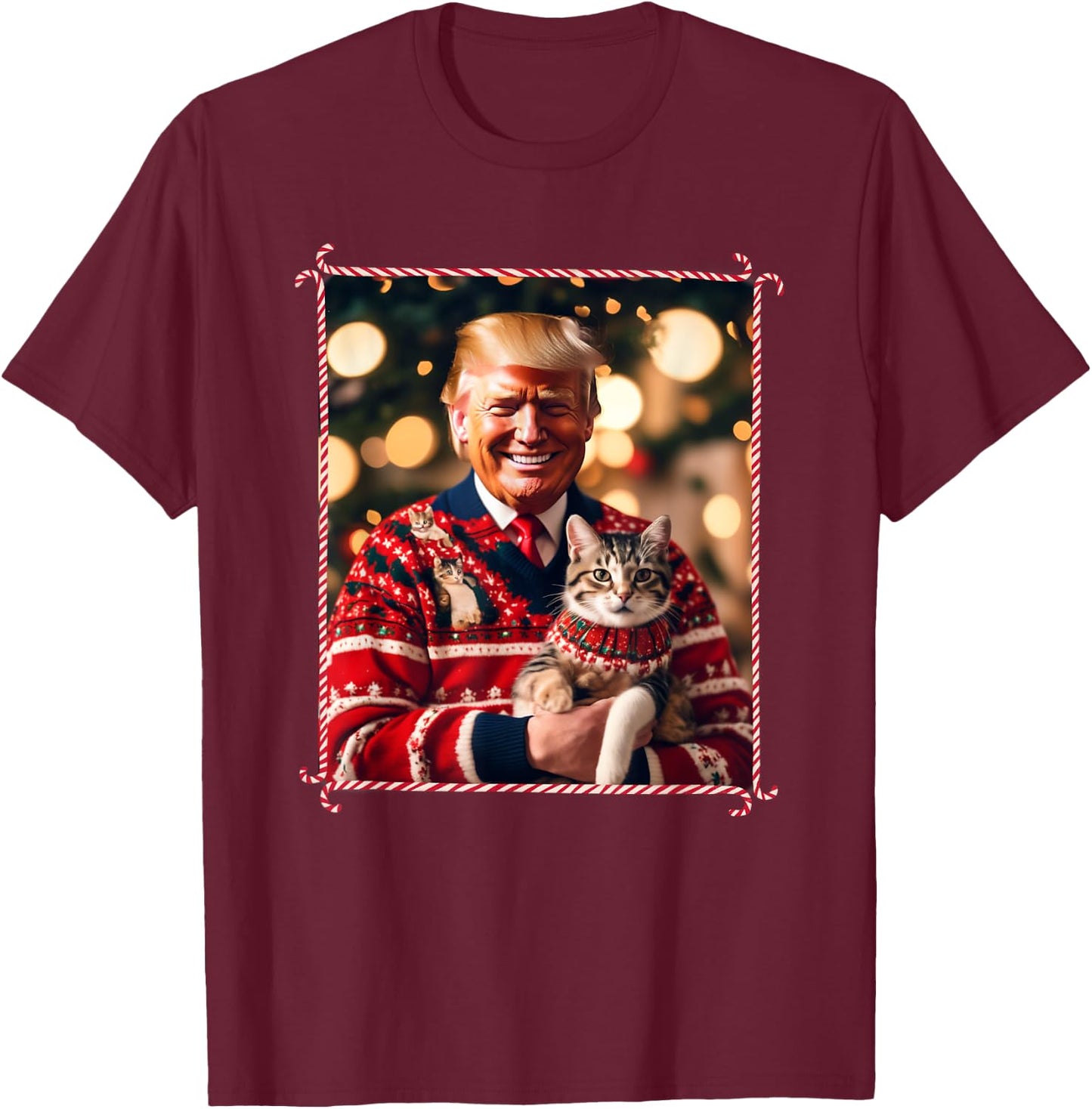 Funny Trump Christmas Sweater for Cat Lovers T-Shirt - T-Shirt | Maroon