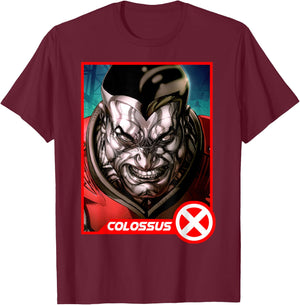 Marvel X-Men Colossus Headshot Profile Trading Card T-Shirt - T-Shirt | Maroon