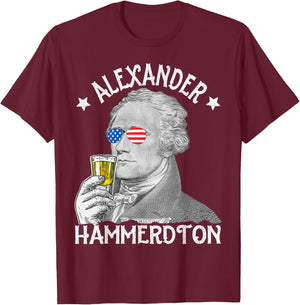 Alexander Hammerdton Funny 4th of July Drinking Hamilton T-Shirt - T-Shirt | Maroon