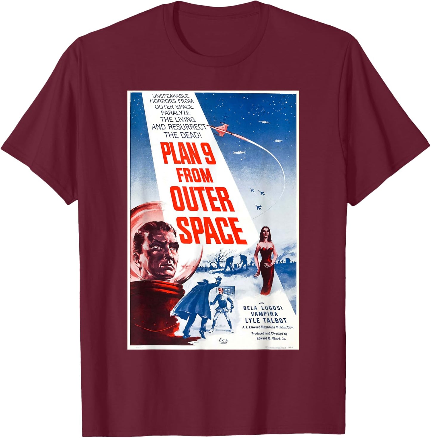 Plan 9 From Outer Space Vintage Poster T-Shirt - T-Shirt | Maroon