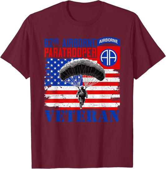 82nd Airborne Division Paratrooper Veteran Fort Bragg Gifts T-Shirt - T-Shirt | Maroon