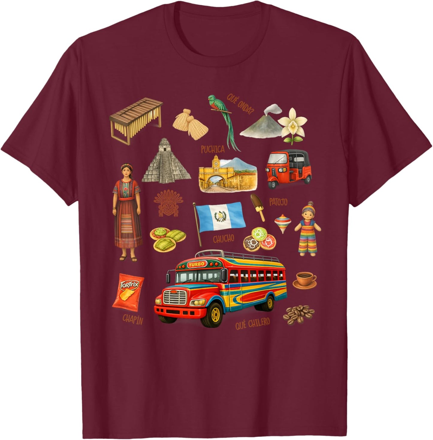 Guatemalan Slang Guatemala Graphic T-Shirt - T-Shirt | Maroon