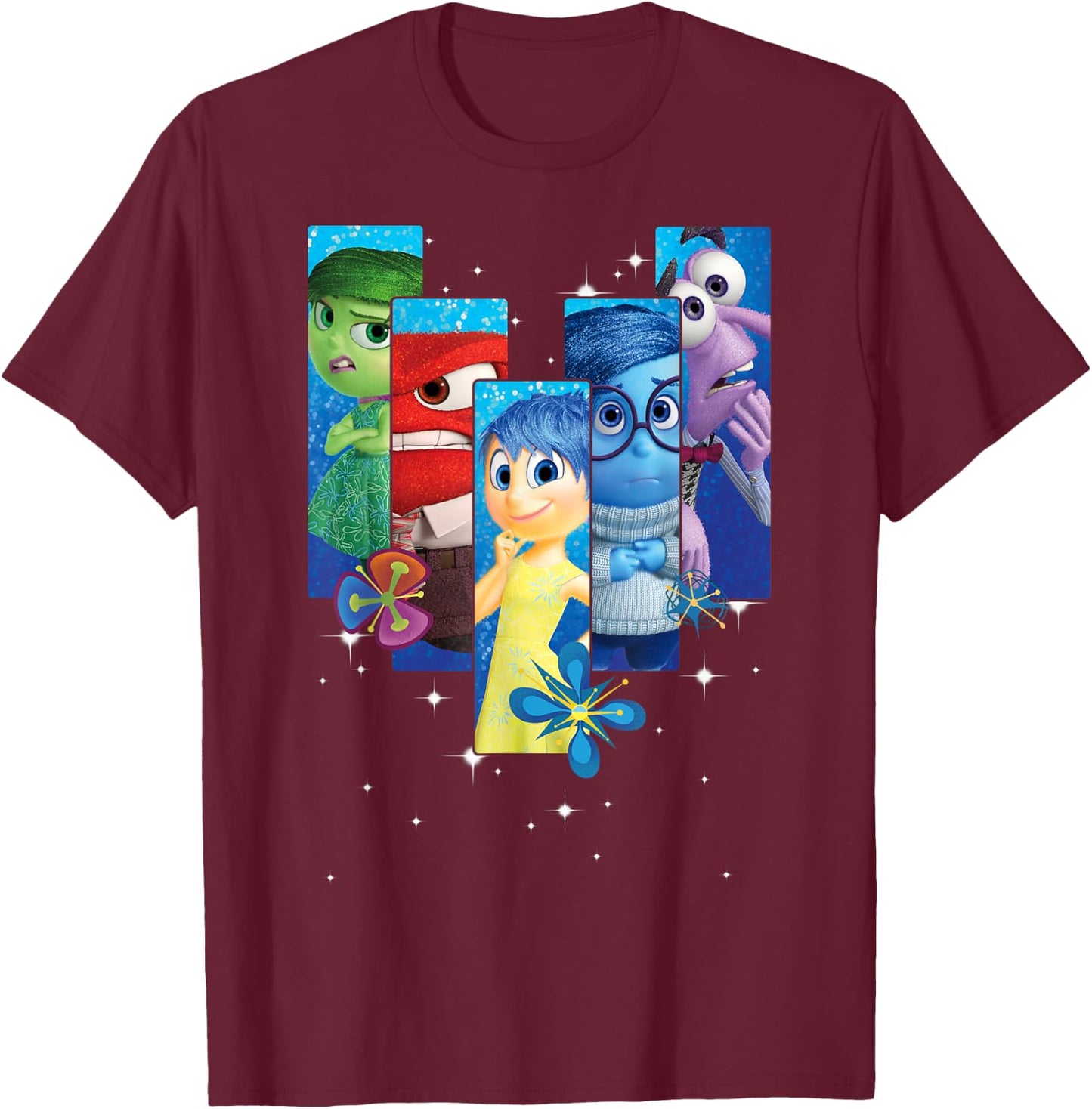 Disney Pixar Inside Out Riley's Emotions Box Up Panels T-Shirt - T-Shirt | Maroon