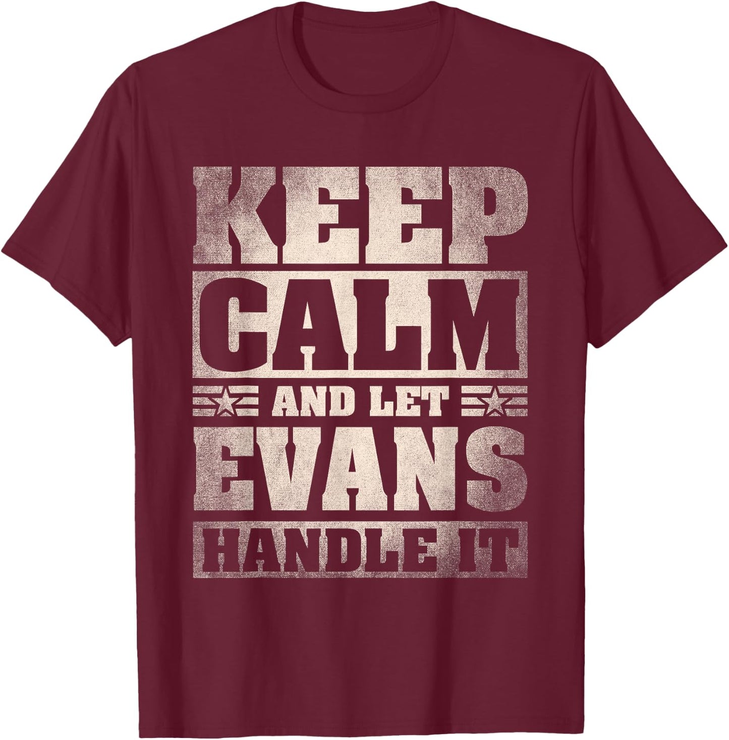 Evans Name Shirt Personalized Evans Last Name T-Shirt - T-Shirt | Maroon