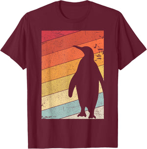 Penguin Shirt. Retro Style T-Shirt - T-Shirt | Maroon