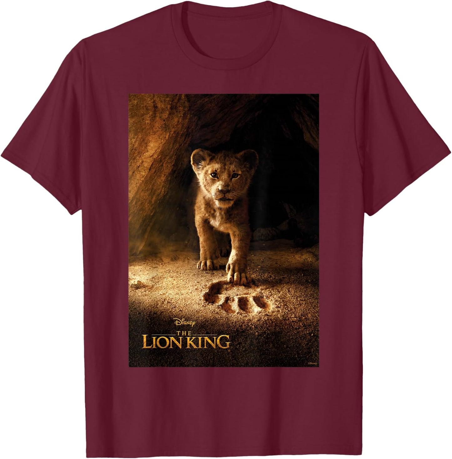 Disney The Lion King Live Action Simba Paw Fill Movie Poster T-Shirt - T-Shirt | Maroon