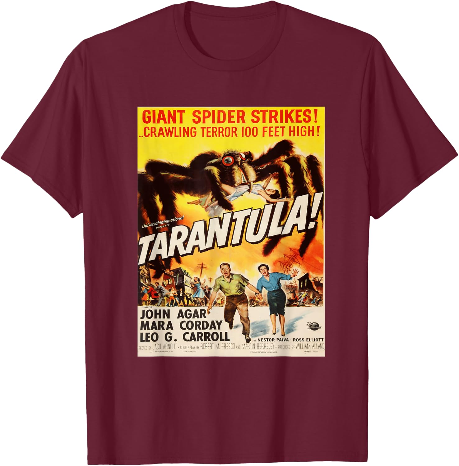 Giant Spider Tarantula, Sci-fi vintage movie poster T-Shirt - T-Shirt | Maroon