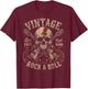 Vintage Rock and Roll Skull Guitarist American Flag Guitar T-Shirt - T-Shirt | Maroon