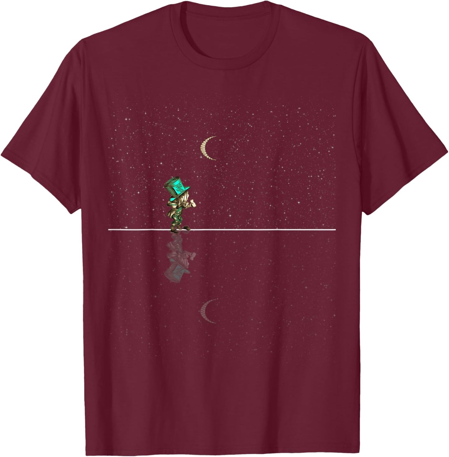 The Mad Hatter Starry Night - Alice In Wonderland T-Shirt - T-Shirt | Maroon