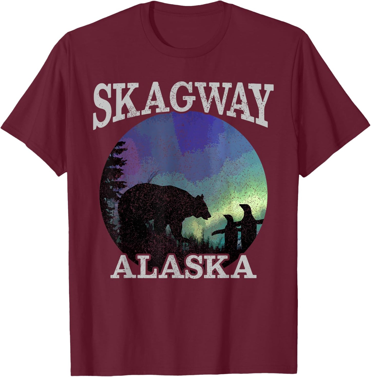 Skagway Alaska - Polar Bear Penguin Souvenir Gift T-Shirt - T-Shirt | Maroon