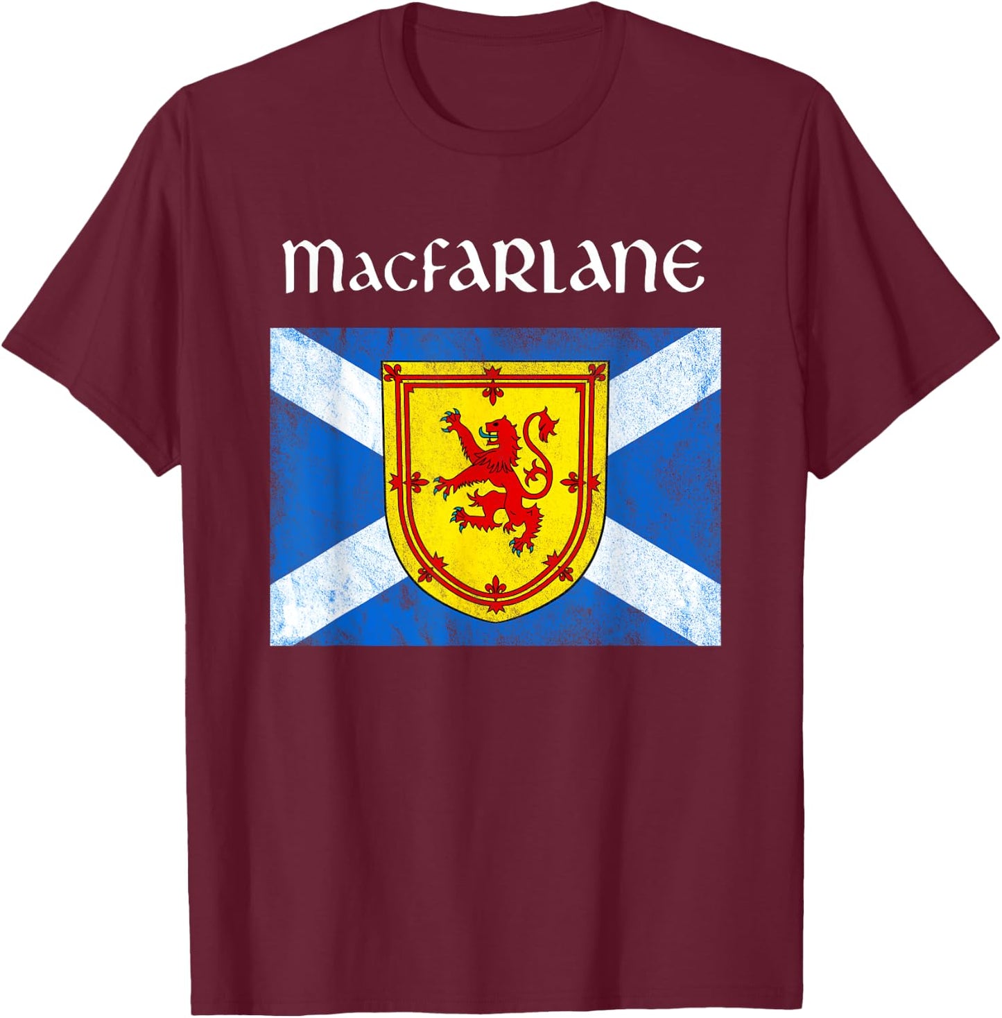 MacFarlane Scottish Clan Family Name Scotland Flag T-Shirt - T-Shirt | Maroon