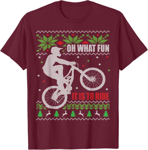 Ugly Christmas, Mountain Bike, Biking, Funny T-Shirt - T-Shirt | Maroon