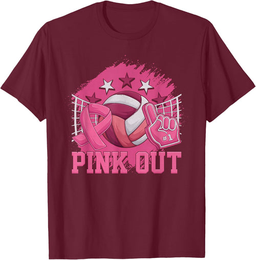 Pink Out Volleyball Pink Ribbon Breast Cancer Awareness