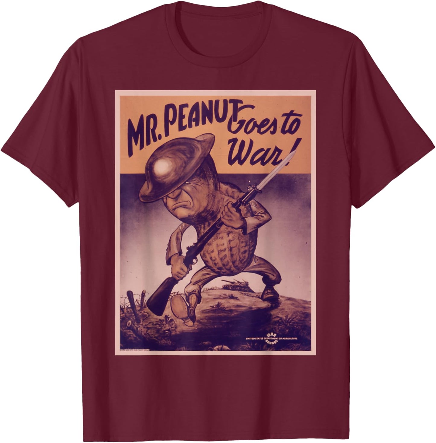 Vintage poster - Mr. Peanut Goes to War T-Shirt - T-Shirt | Maroon