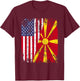 MACEDONIAN ROOTS | Half American Flag MACEDONIA T-Shirt - T-Shirt | Maroon