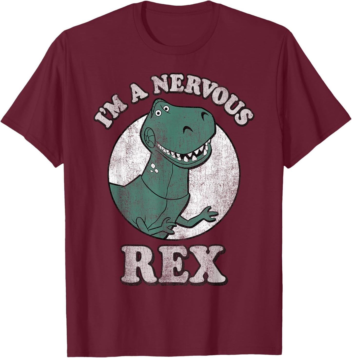 Disney Pixar Toy Story I'm A Nervous Rex Dinosaur T-Shirt - T-Shirt | Maroon