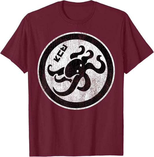 Splatoon Octopus Circle Kanji Distressed Logo T-Shirt - T-Shirt | Maroon