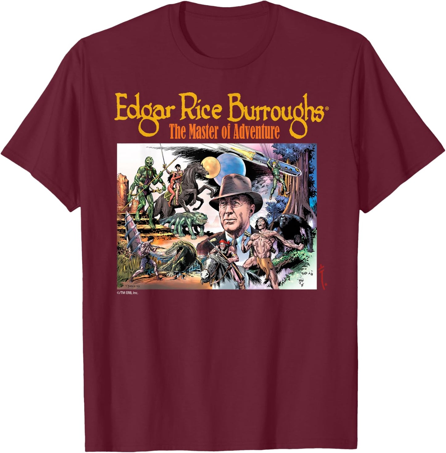 Edgar Rice Burroughs - Master of Adventure T-Shirt - T-Shirt | Maroon