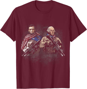 Presidential Soldiers: Abraham Lincoln and George Washington T-Shirt - T-Shirt | Maroon