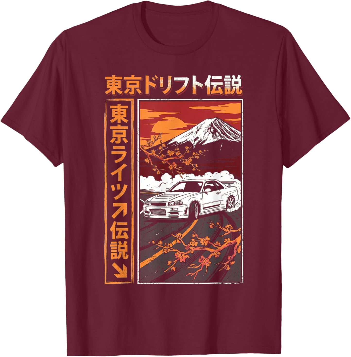 Cars Shirts Men JDM Drift Race Car Japan Domestic Market T-Shirt - T-Shirt | Maroon