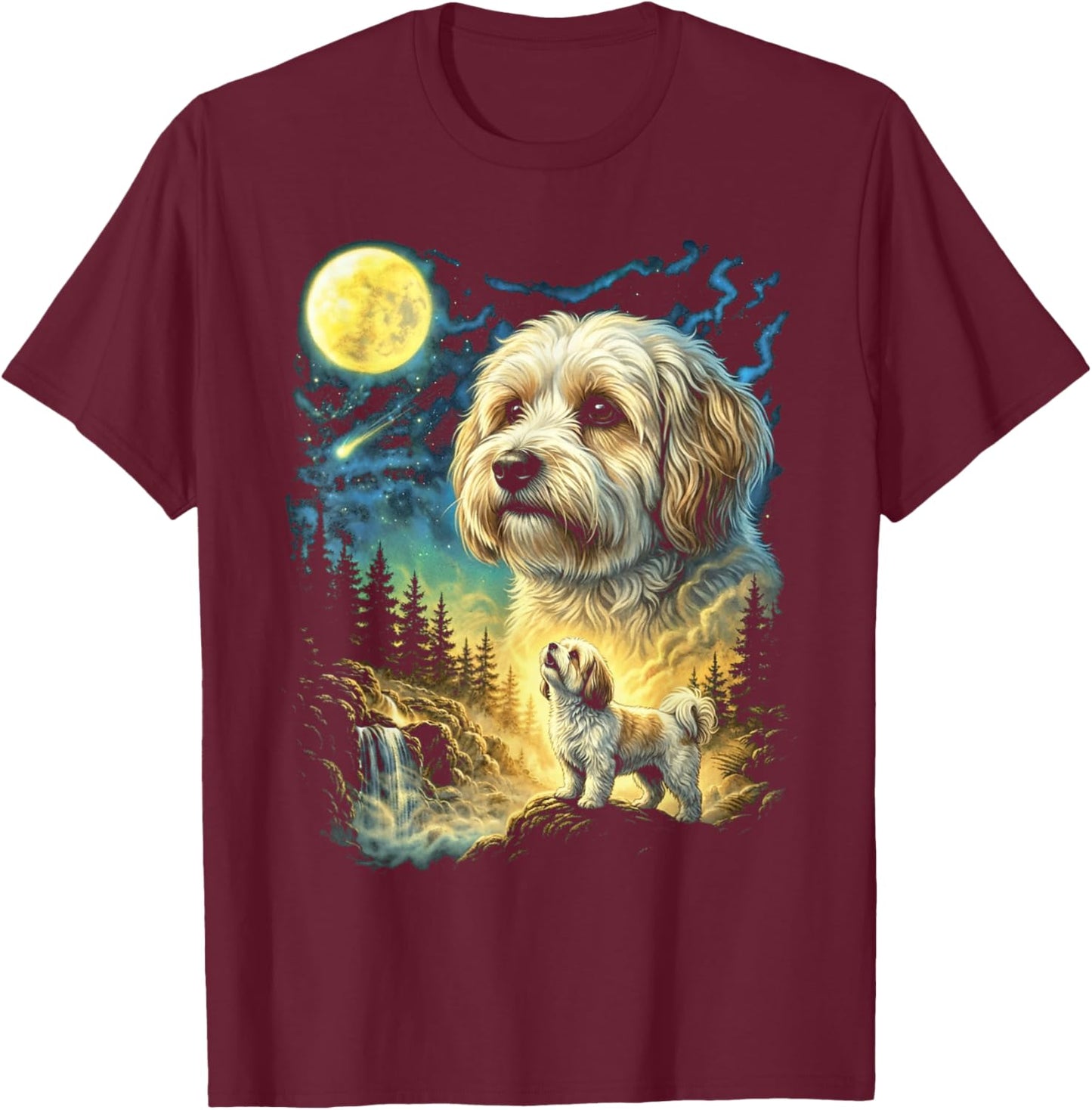 Havanese Howling to The Moon Meme Funny 90's Havanese Dog T-Shirt - T-Shirt | Maroon
