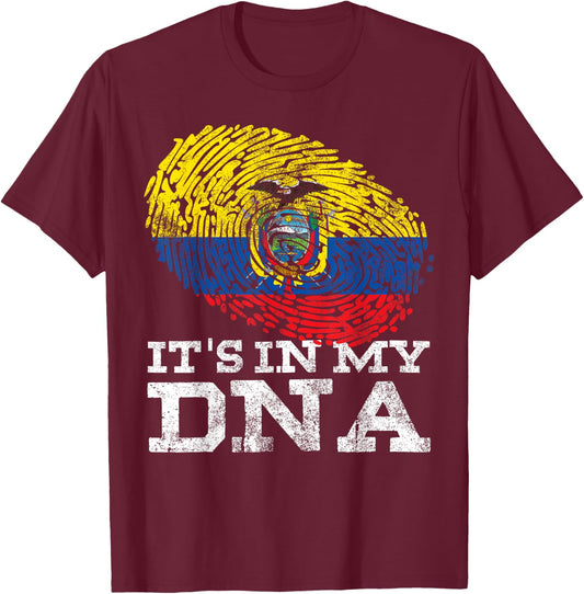 It's in My DNA Ecuadorian Hispanic Gifts Cool Ecuador Flag T-Shirt - T-Shirt | Maroon