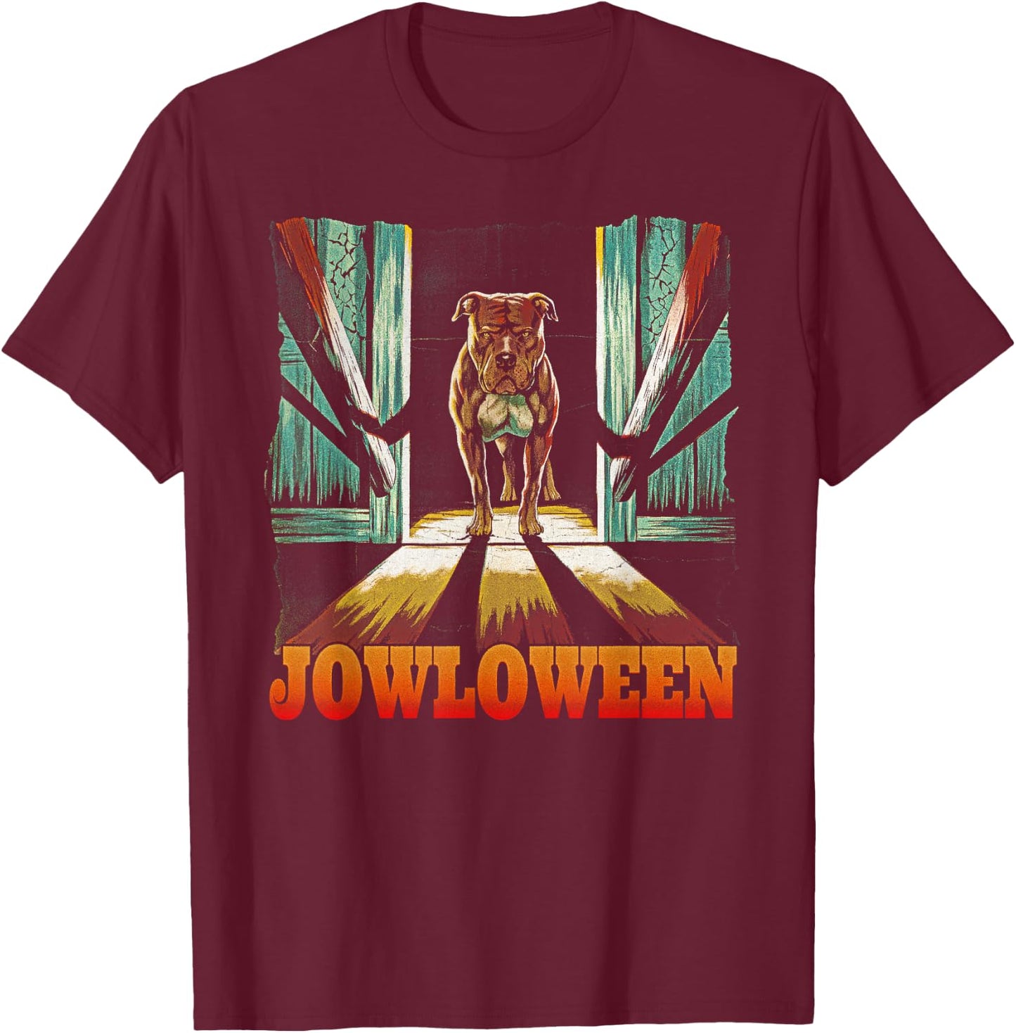 Funny Pitbull Jowls Spooky Halloween Pittie Dog Mom Dog Dad Women T-Shirt - T-Shirt | Maroon