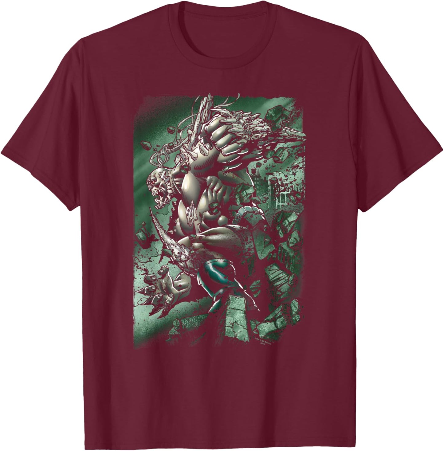 DC Comics Superman Doomsday Destruction - -Adults, Black, Small, Short Sleeve, Cotton Blend T-Shirt - T-Shirt | Maroon