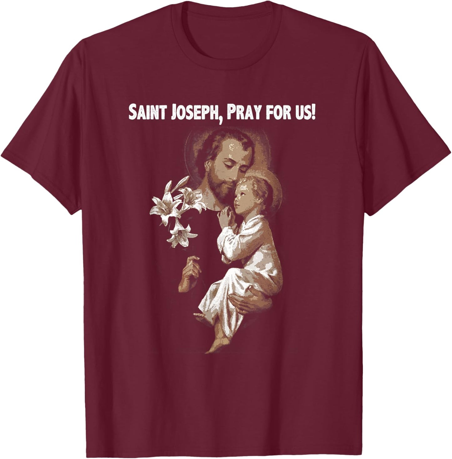 Vintage St Joseph shirt Father of Jesus Saint T-Shirt - T-Shirt | Maroon