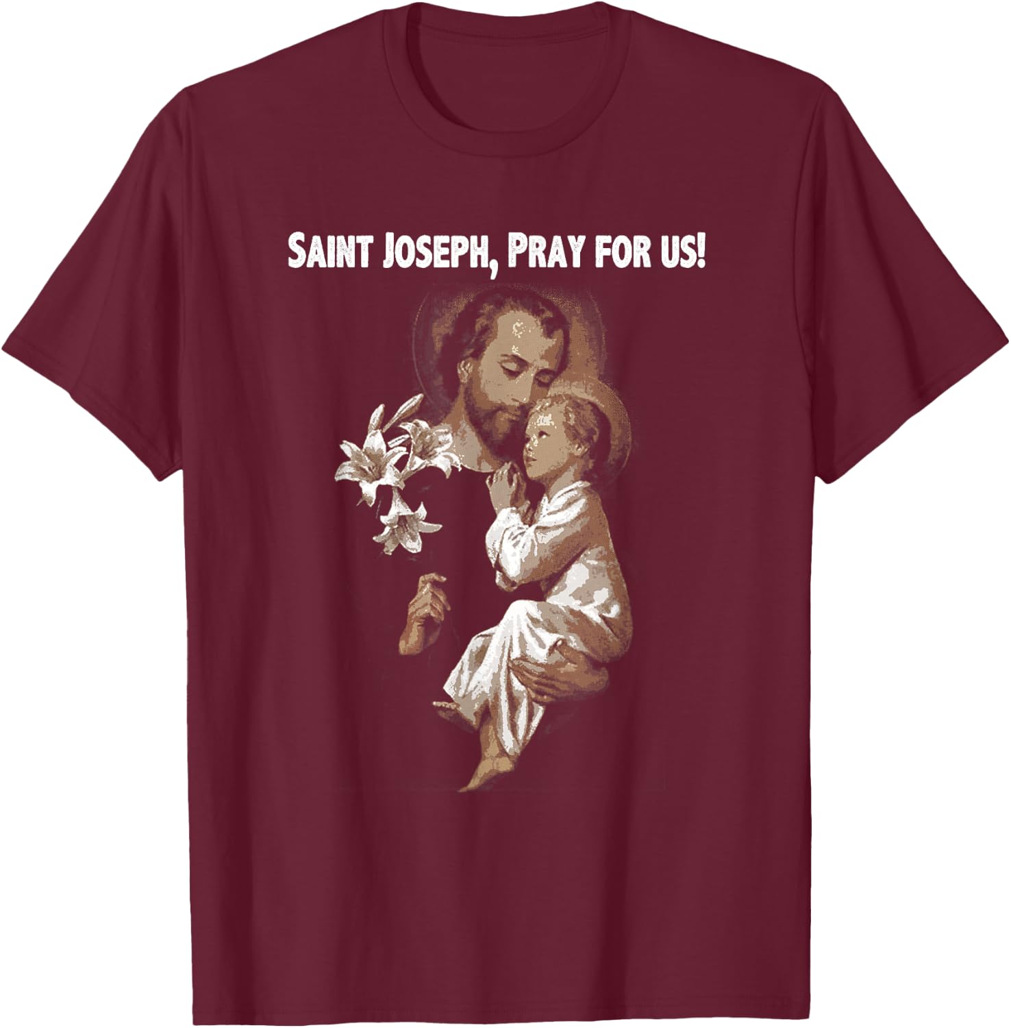 Vintage St Joseph shirt Father of Jesus Saint T-Shirt - T-Shirt | Maroon