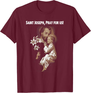Vintage St Joseph shirt Father of Jesus Saint T-Shirt - T-Shirt | Maroon