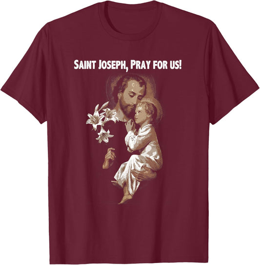 Vintage St Joseph shirt Father of Jesus Saint T-Shirt - T-Shirt | Maroon